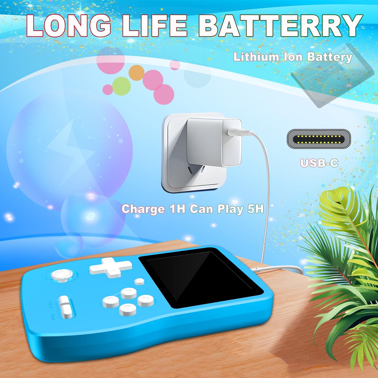 Great Boy 32 Bit Handheld Games Toys For Kids With 139 Video Games Boys Girls Children'S 3.0 Inches Ips Screen Rechargeable Gami