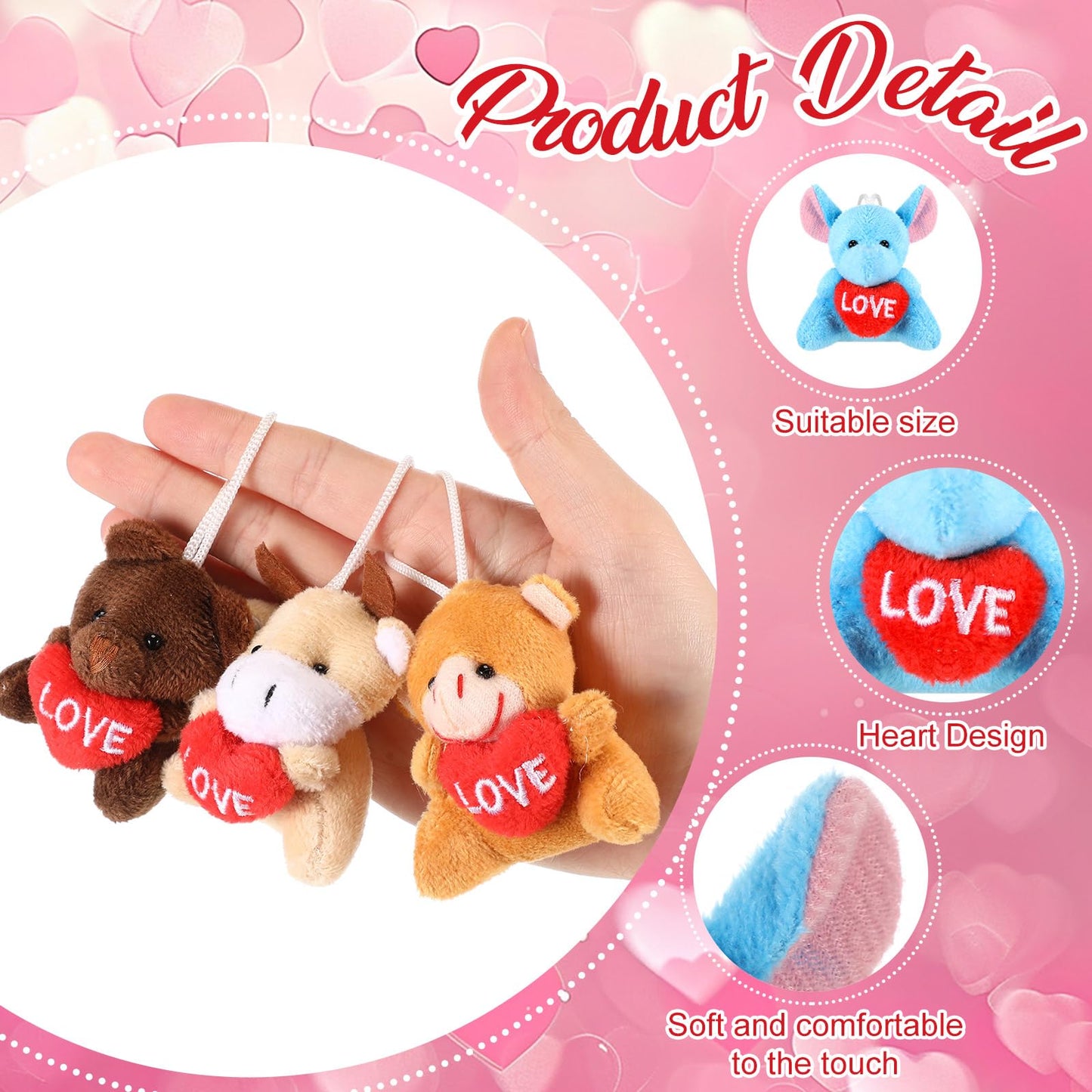 Blueweenly 12 Pcs Valentine'S Exchange Gifts For Kids Valentine Mini Animal Plush Toys Bulk Small Stuffed Animal With Heart Vale