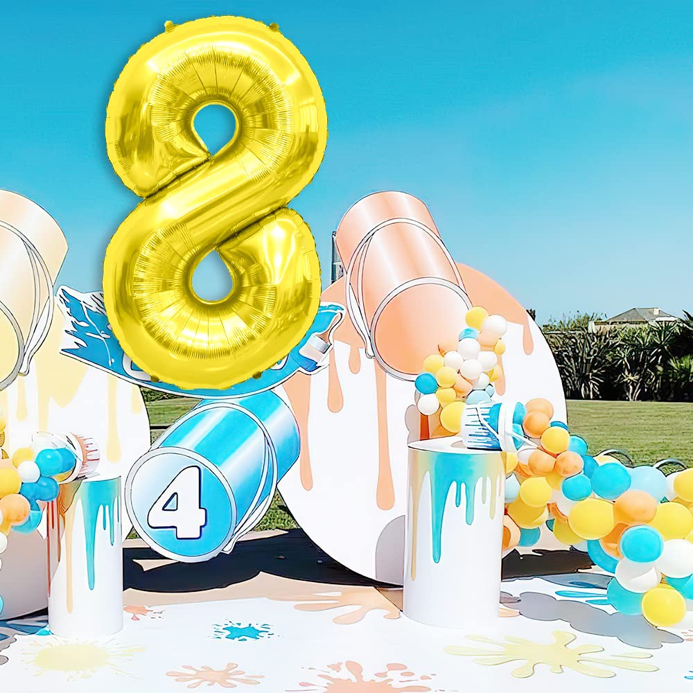 Number Balloon 40 Inch, Number Balloons Gold, Number 8 Balloon, Birthday Large Foil Gold Balloons, Birthday Party/Graduation/Ann