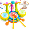 Keysense Lifestyle Kids Drum Set - Musical Toy for Toddlers 1-3, Light Up, Microphone, Plastic, Green/Yellow/Orange