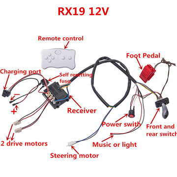 Kids Electric Cars 12V Wiring Harness Remote Control Circuit Borad Switch, Children Electric Ride On Car Accessories