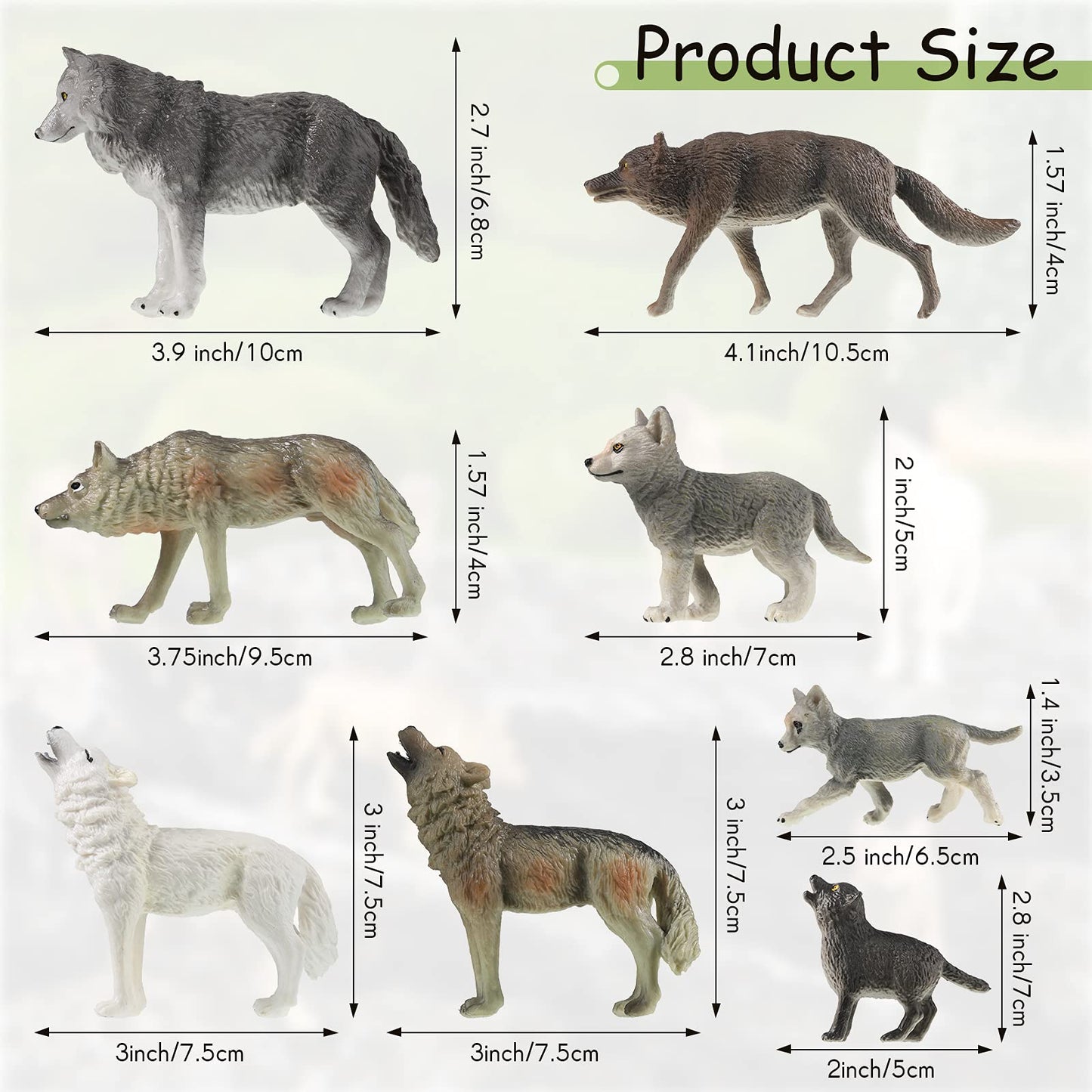 Skylety 8 Pieces Wolves Figurines Wolf Animal Toy Jungle Zoo Animal Wolf Figures Wolf Cake Toppers Realistic Woodland Party Supplies, 8 Styles