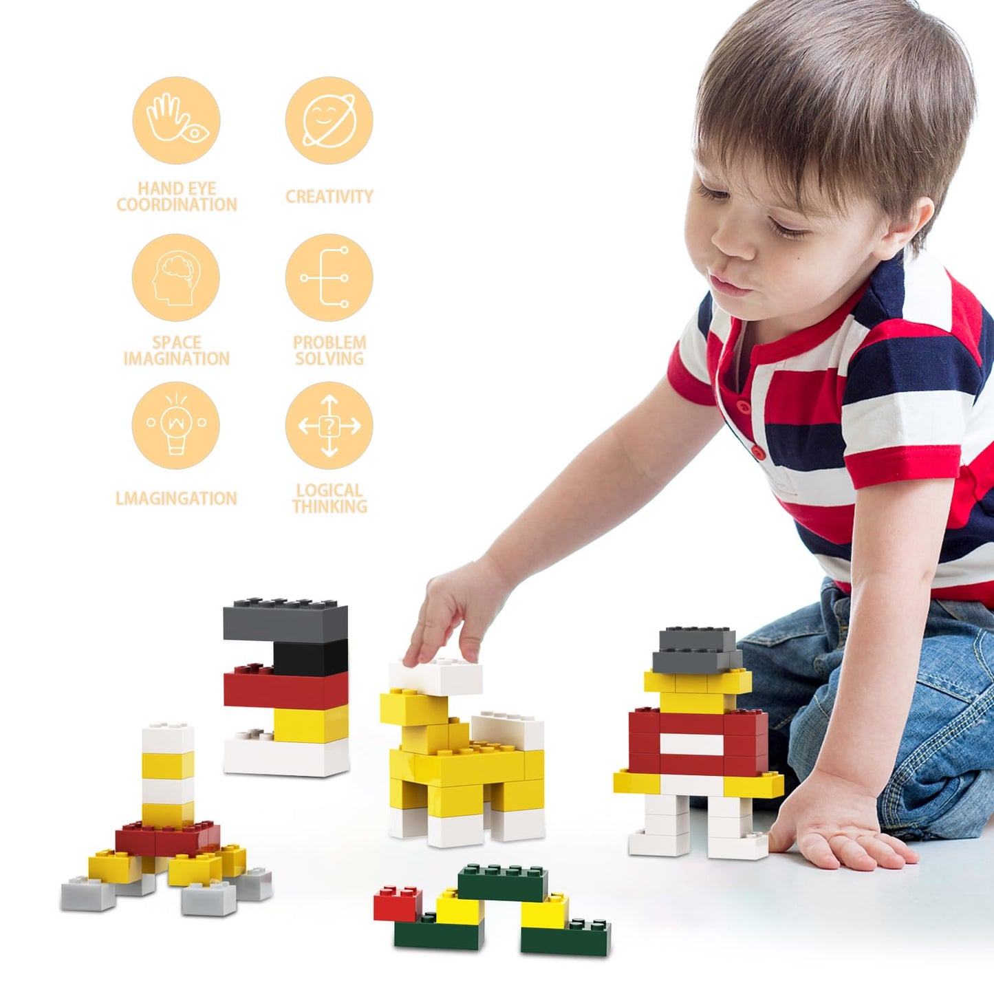 Webrick 300 Pcs Classic Building Bricks, Green Bulk Bricks,Compatible With Lego And Major Brands Parts And Pieces, Creative Buil