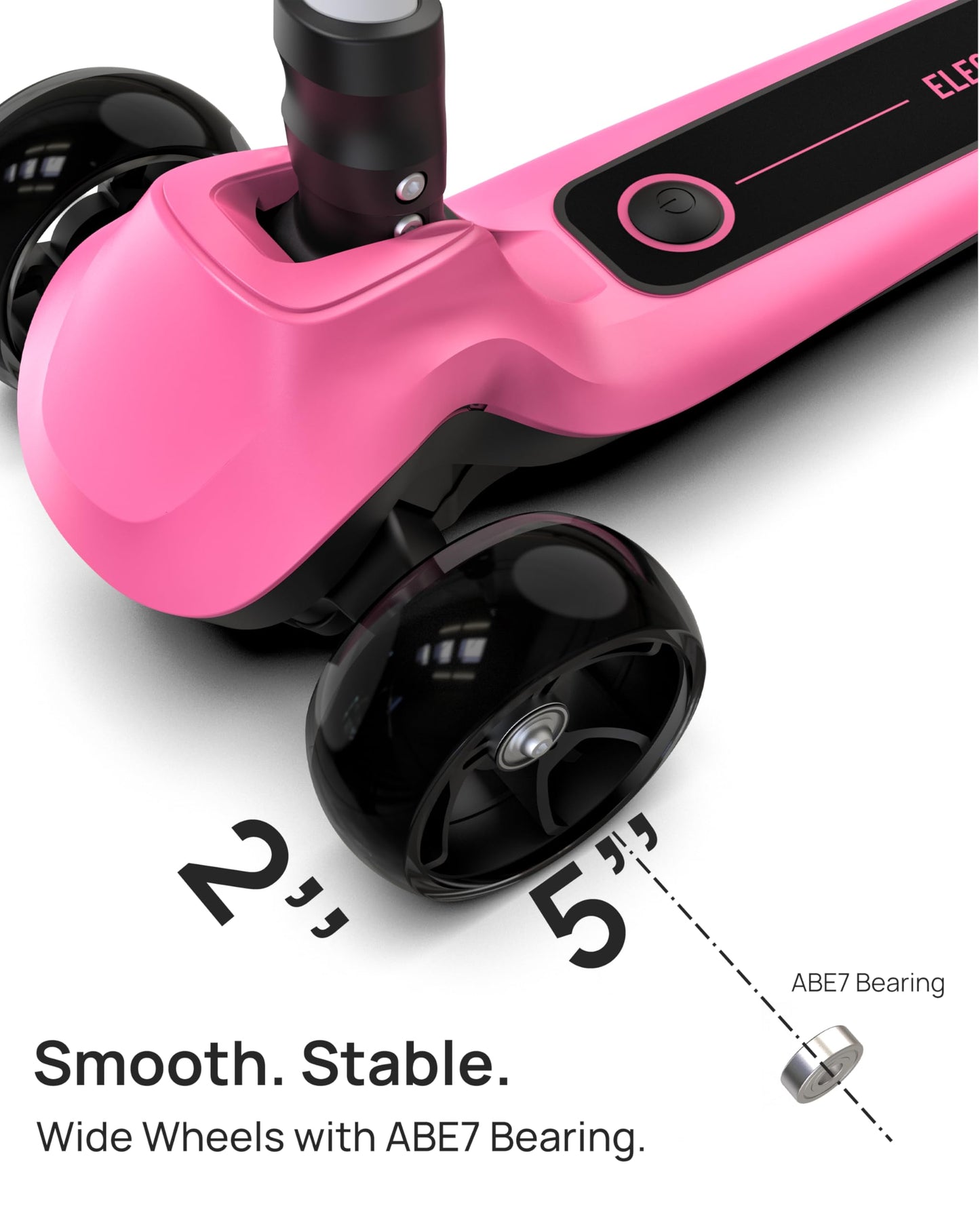 Elecosmos Kids Electric Scooter For Age 4-9, Light Up 3 Wheeled Scooter With Big Led Wheels, Flashing Deck, 3 Adjustable Heights