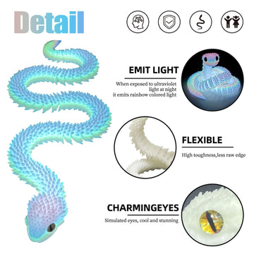 24 In 3D Printed Animals-Snake Viper,3D Printed Snake Toys 3D Printed Articulated Snake 3D Printed Animals Animal Model Ornament