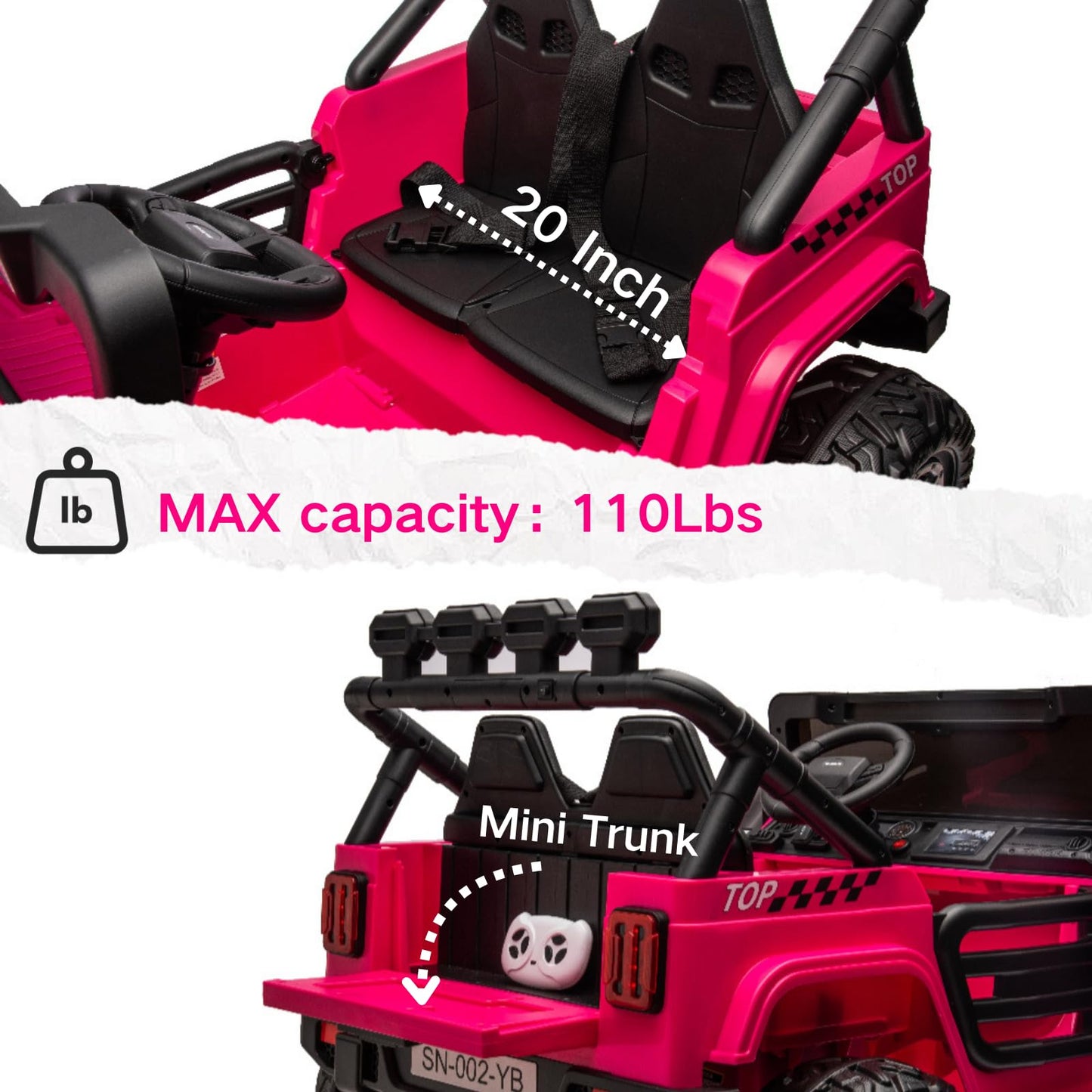 NEWQIDA 24V 2 Seater Ride on Car w/Remote Control 4wd Kids Electric Vehicles Ride on Toys Car, EVA Tires Wheels, 20 Spacious Se