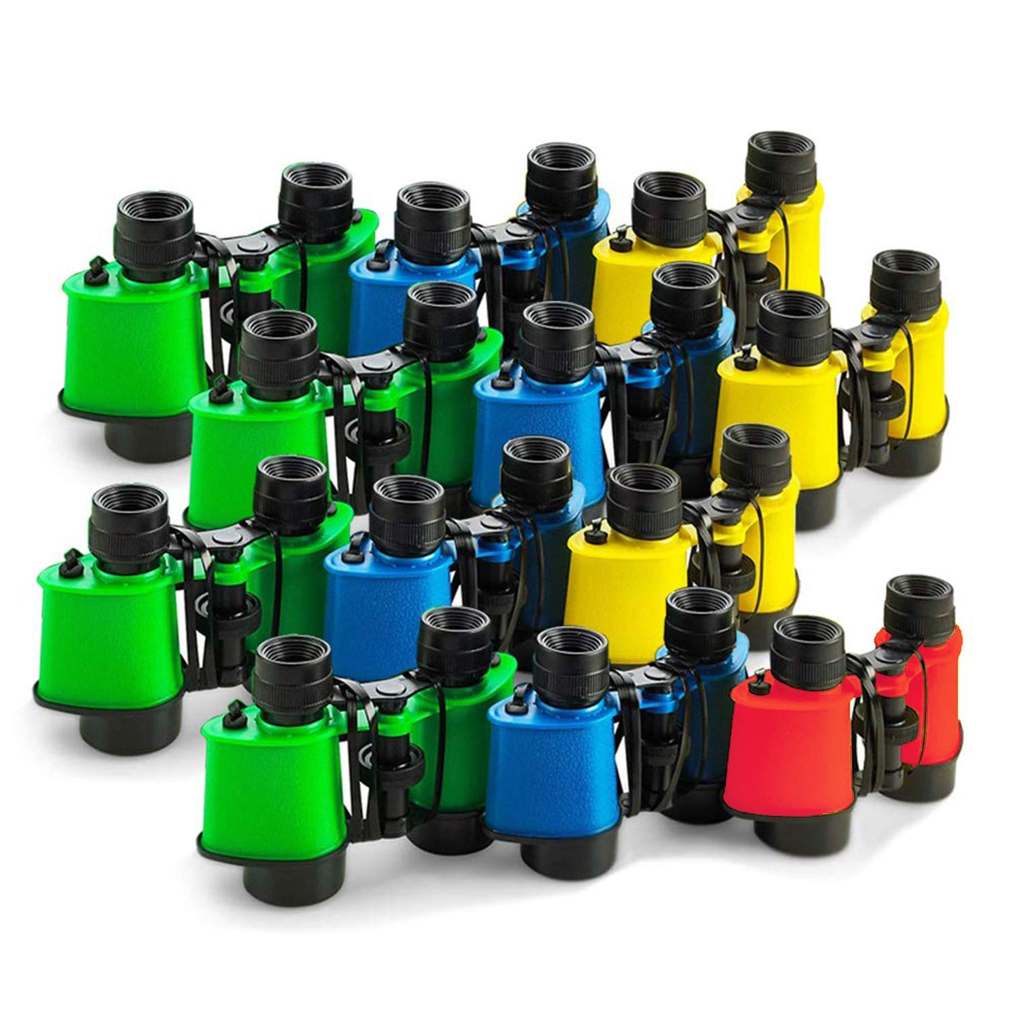 Kicko Pack of 24 Binoculars for Kids - Kid Binoculars 3.5 x 5 Inch - Lightweight Plastic Binocular for Jungle Play Bird Watching - Safari Birthday Decorations - Forest Costumes Adventure Gifts