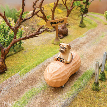 Mcphee Archie Pug in a Peanut Pull Back Toy Car