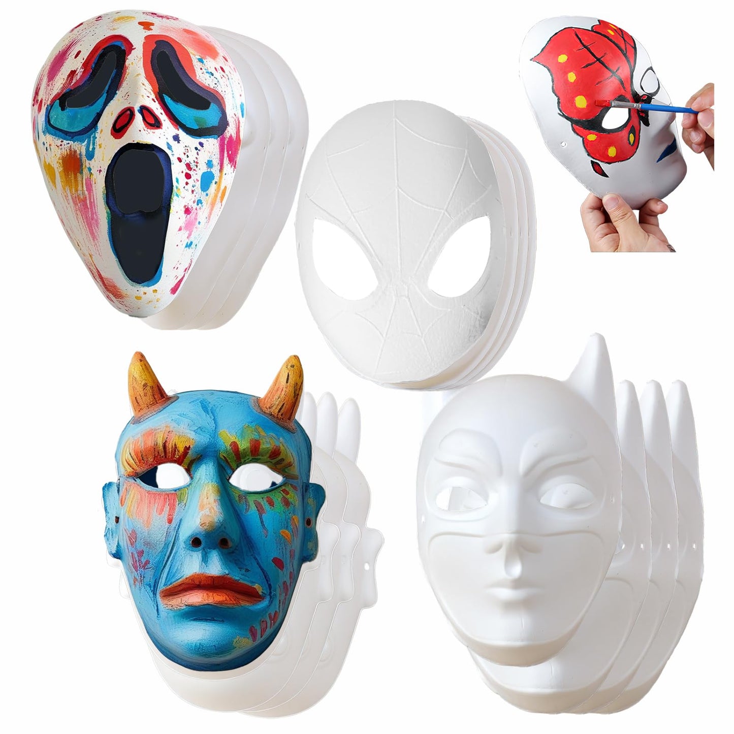 Lynkaye White Plain Masks,16 pcs DIY Unpainted Masquerade Masks Craft Mardi Gras Dance Cosplay Party Mask Costume (16 Pcs) (16pc
