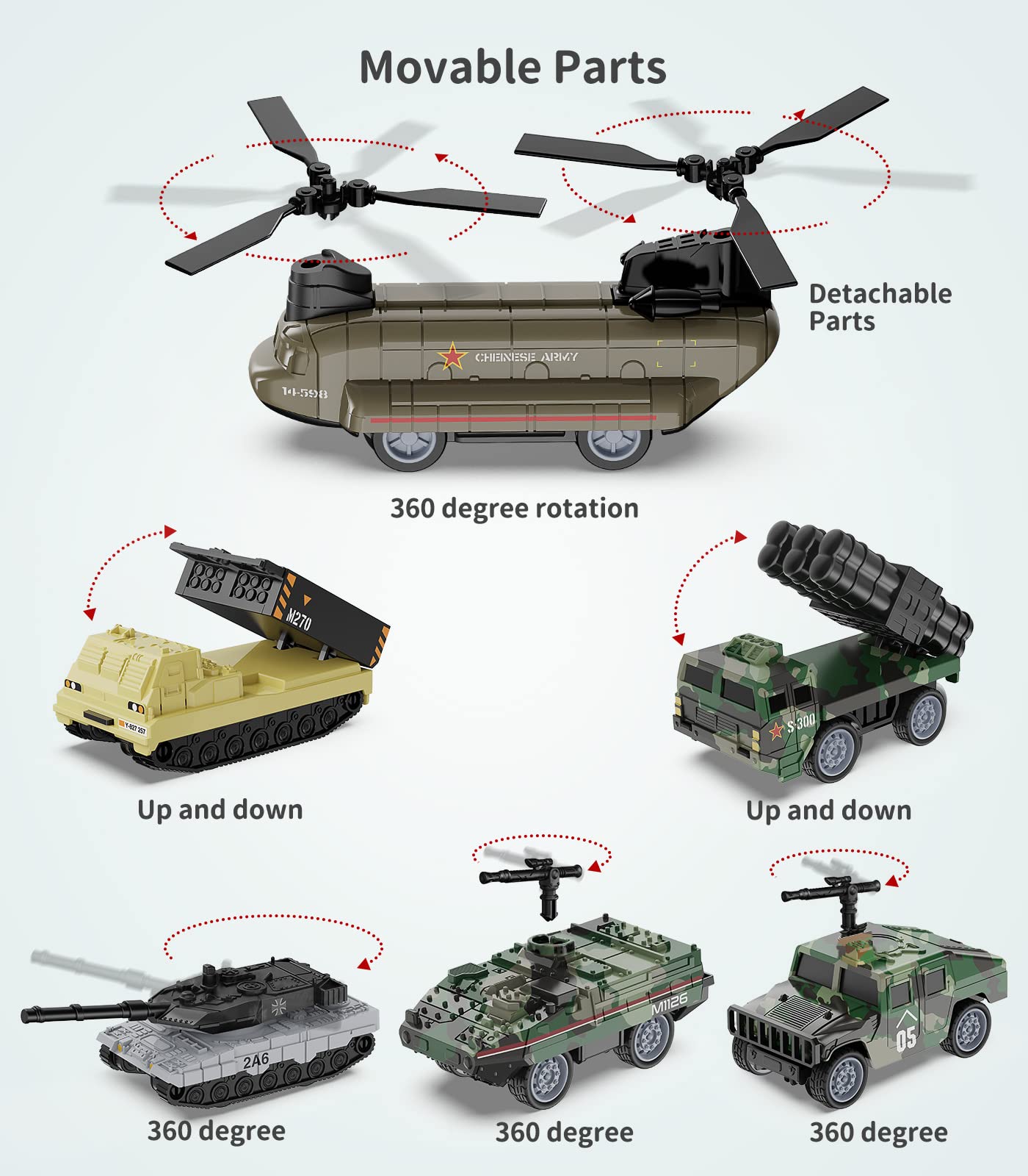 Small Army Toy Cars, Geyiie Die Cast Military Truck Vehicles Toys For Kids, Army Helicopter, Tanks, Mini Car Set As Easter Baske