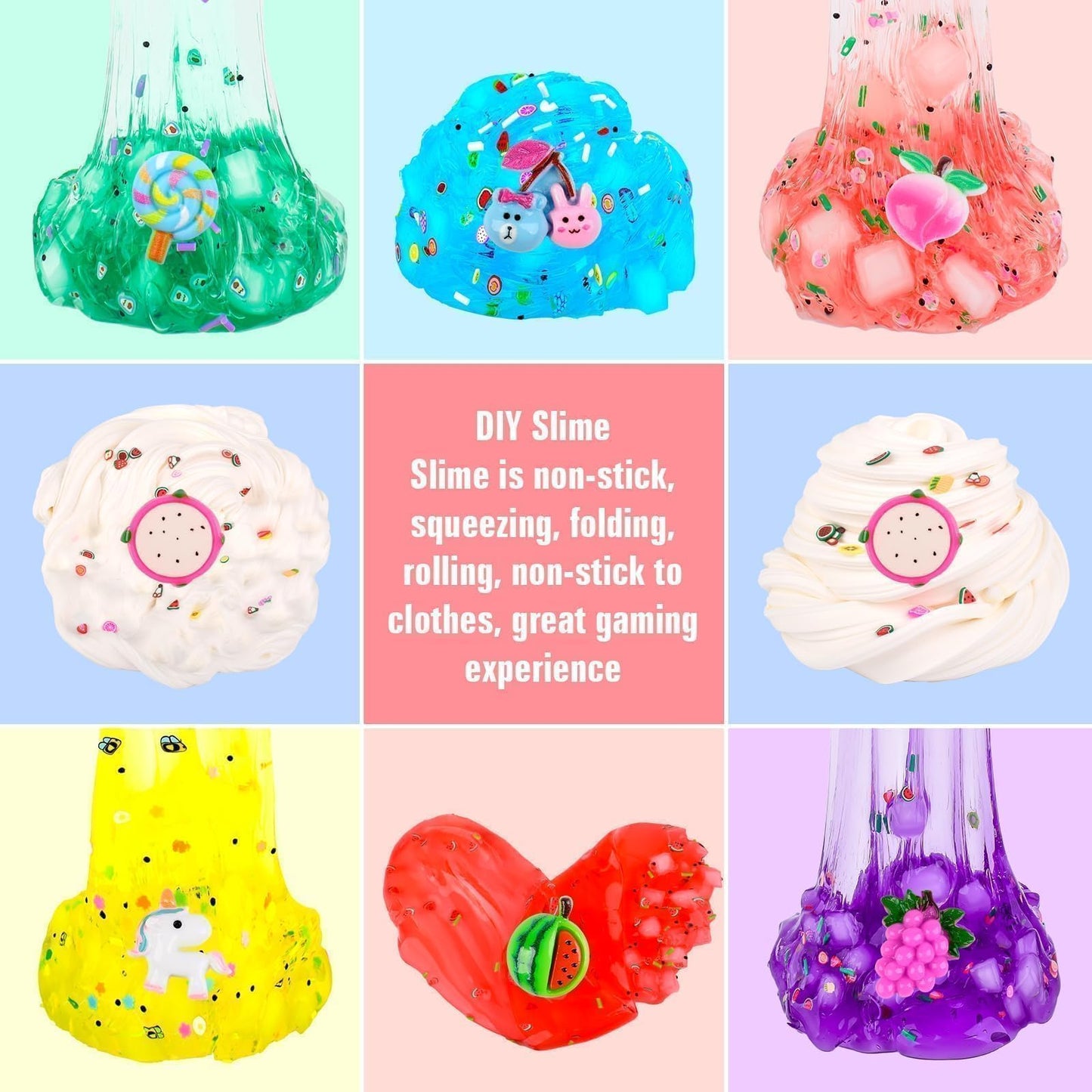7 Pack Jelly Cube Clear Valentine'S Day Slime With Butter Slime For Kids, Crystal Slime*6 Butter Slime*1, Crunchy Butter Slime, Easter Stress Relief Toy, Party Favors For Girl Boys 6 7 8 9 10 11 12