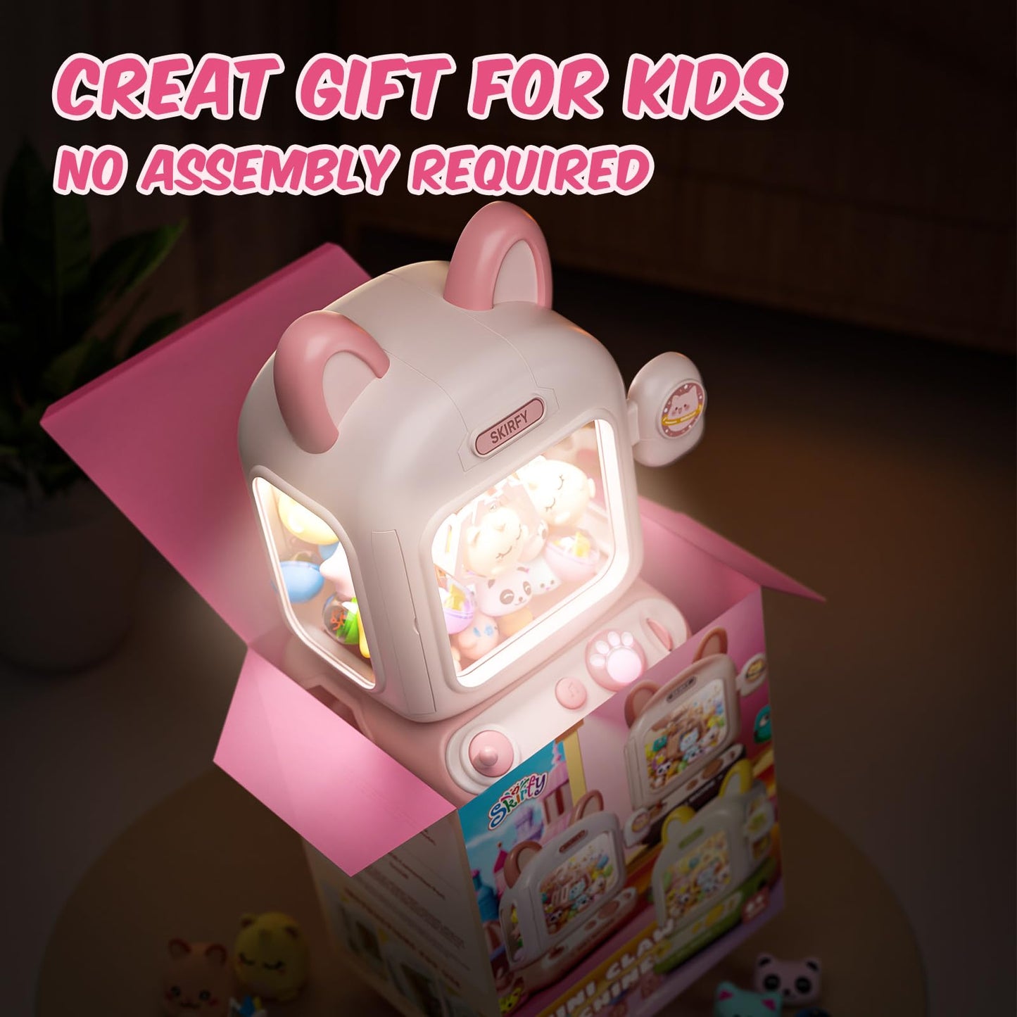Skirfy Claw Machine For Kids,Mini Vending Machine, Prize Dispenser Toys For Girls And Boys, Electronic Arcade Game For Party Bir