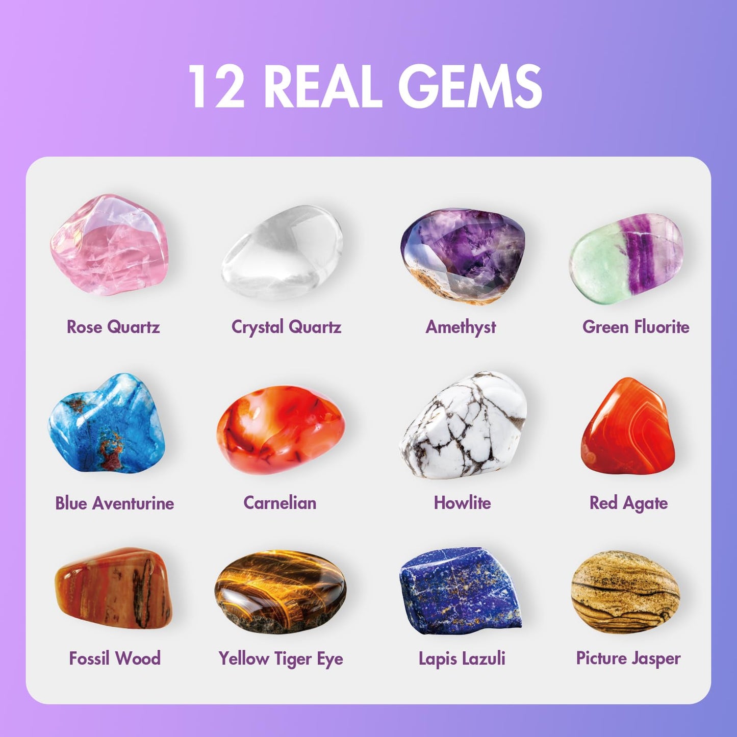 Gamerside Gemstone Dig Kit, Dig Up 12 Real Rocks And Minerals, Gem Digging Kit For Kids, Toy Geology Archaeology Excavation Kits