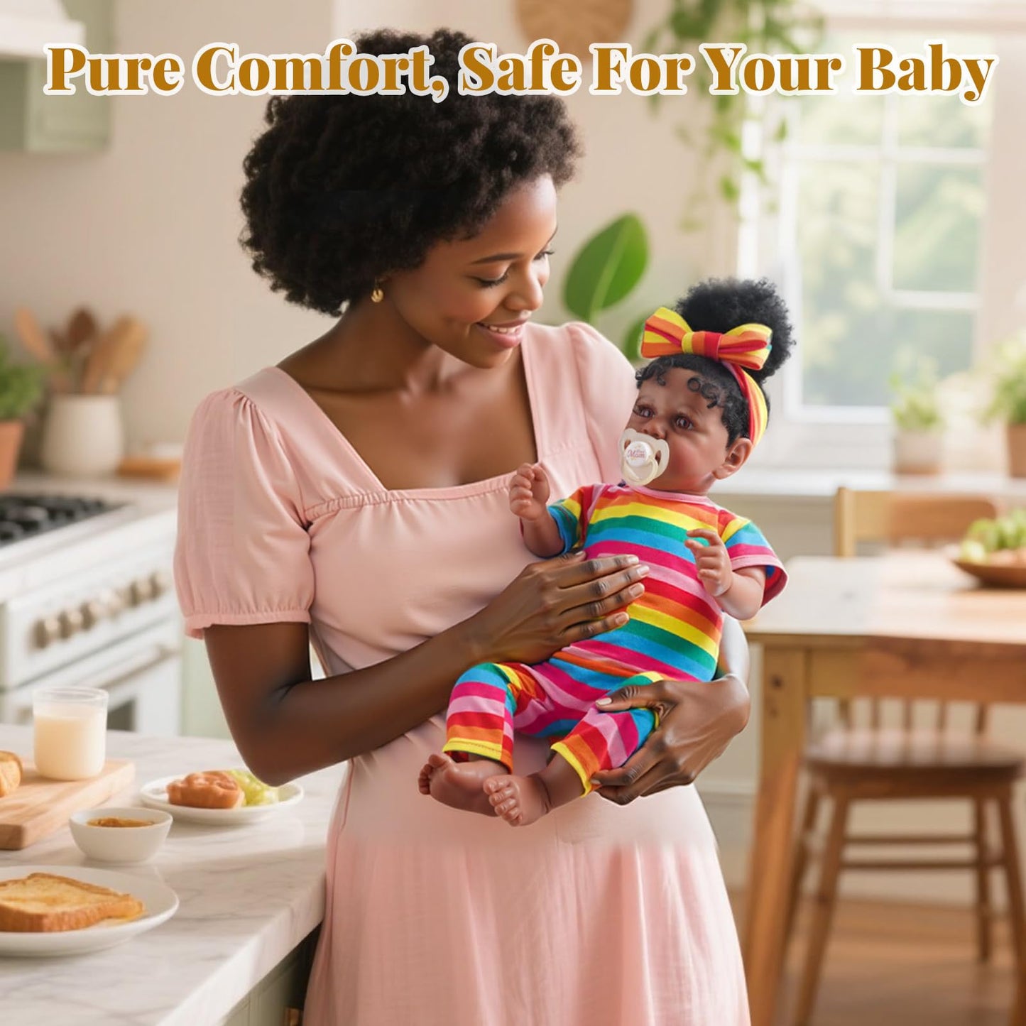 Jizhi Reborn Baby Dolls Black With Lifelike Soft Body African American Realistic-Newborn Girl Doll 22 Inch Best Birthday Gift Set And Toy Accessories Gift For Kids Age 3