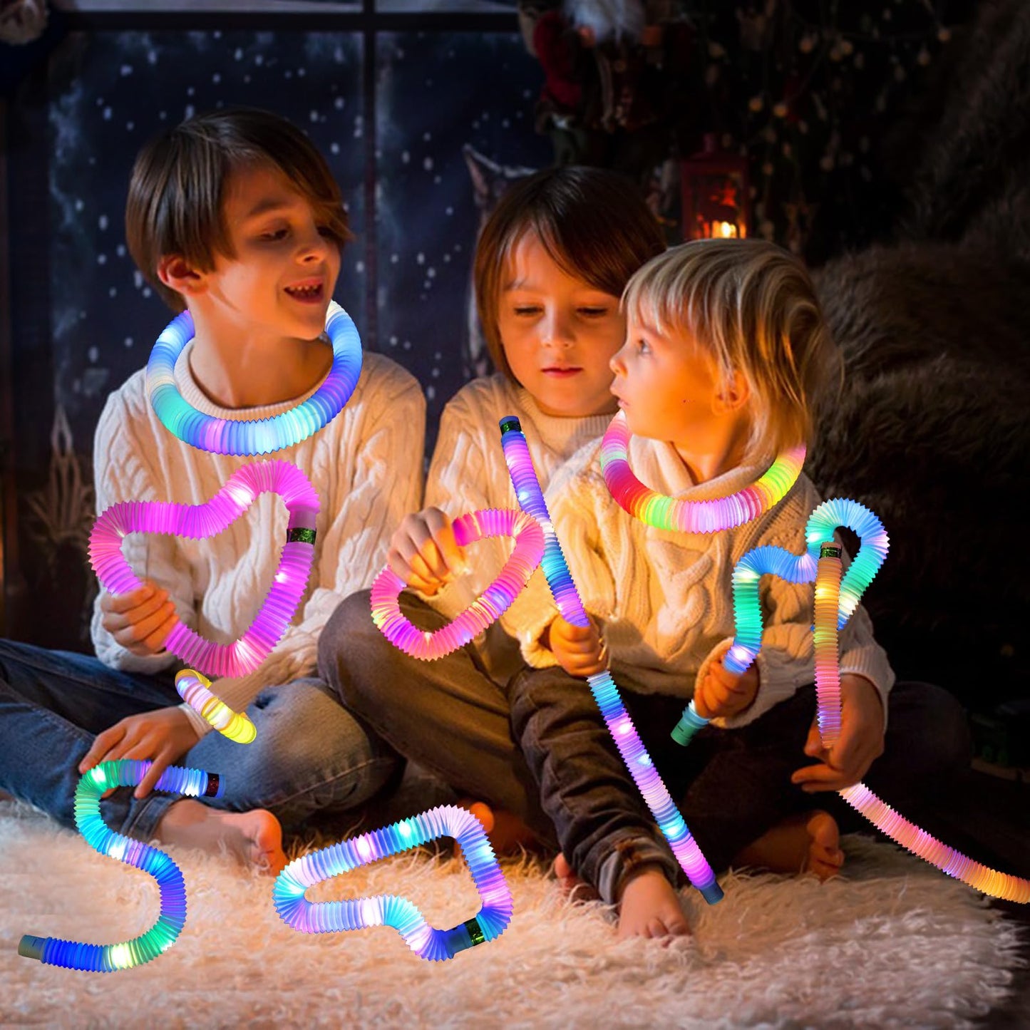Glow Sticks Light Up Fidget Pop Tubes 18 Pack Glow In The Dark Party Supplies Toddler Sensory Toys, Glow Stick Party Pack Hallow