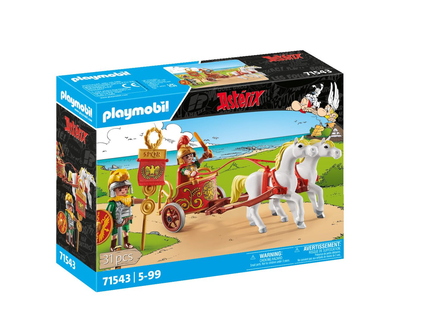 Playmobil Asterix 71543 Biga Romana, Journey, Includes Removable Helmets, Bracelets And Cape Toy For Ages 5+