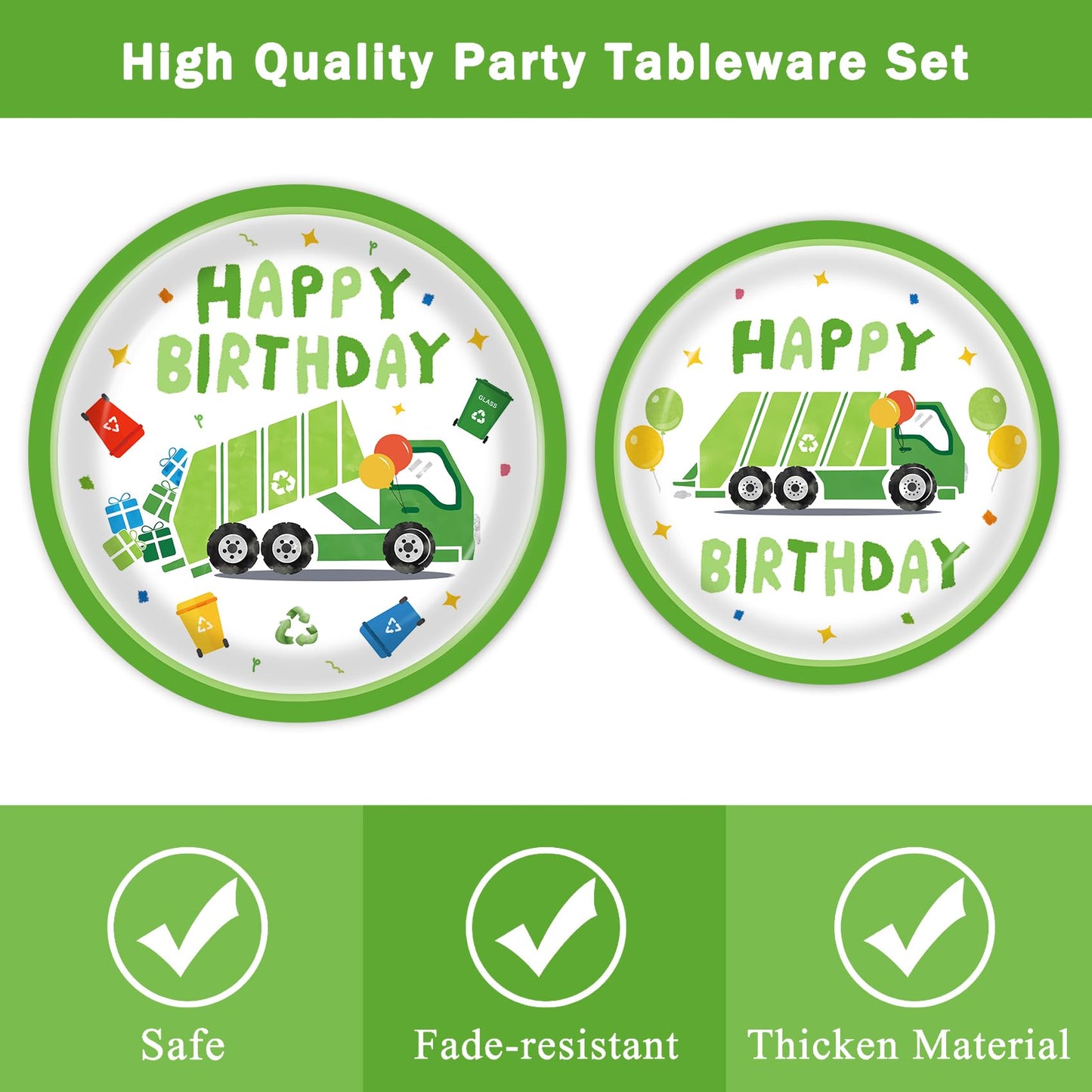 Bqk 96 Pcs Garbage Truck Paper Plates Garbage Truck Birthday Decorations Garbage Truck Party Supplies Garbage Truck Party Favors