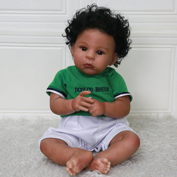 Scom Lifelike Reborn Baby Dolls -20 Inch African American Realistic Baby Doll Newborn Baby Dolls