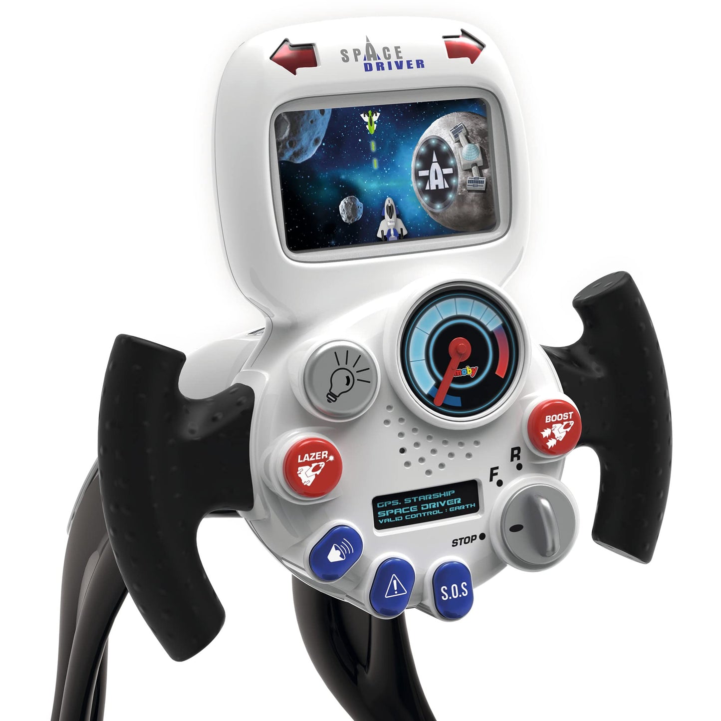 Space Drive - Black, Children'S Space Ship Simulator, Smoby, Ages 3+, 3 Driving Positions, Electronic Steering Wheel W/Animated Circuit Backlit Screen