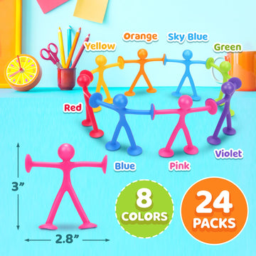 Richtim Kids Humanoid Suction Sensory Toys - 24 Pack Creative Bath Suction Toys for Boys & Girls, Ideal for Building & Connecting