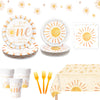 First Trip Around The Sun 1St Birthday Decorations Bohemian Hippie Sunshine Theme Party Tableware Includes Paper Plates Cups Nap