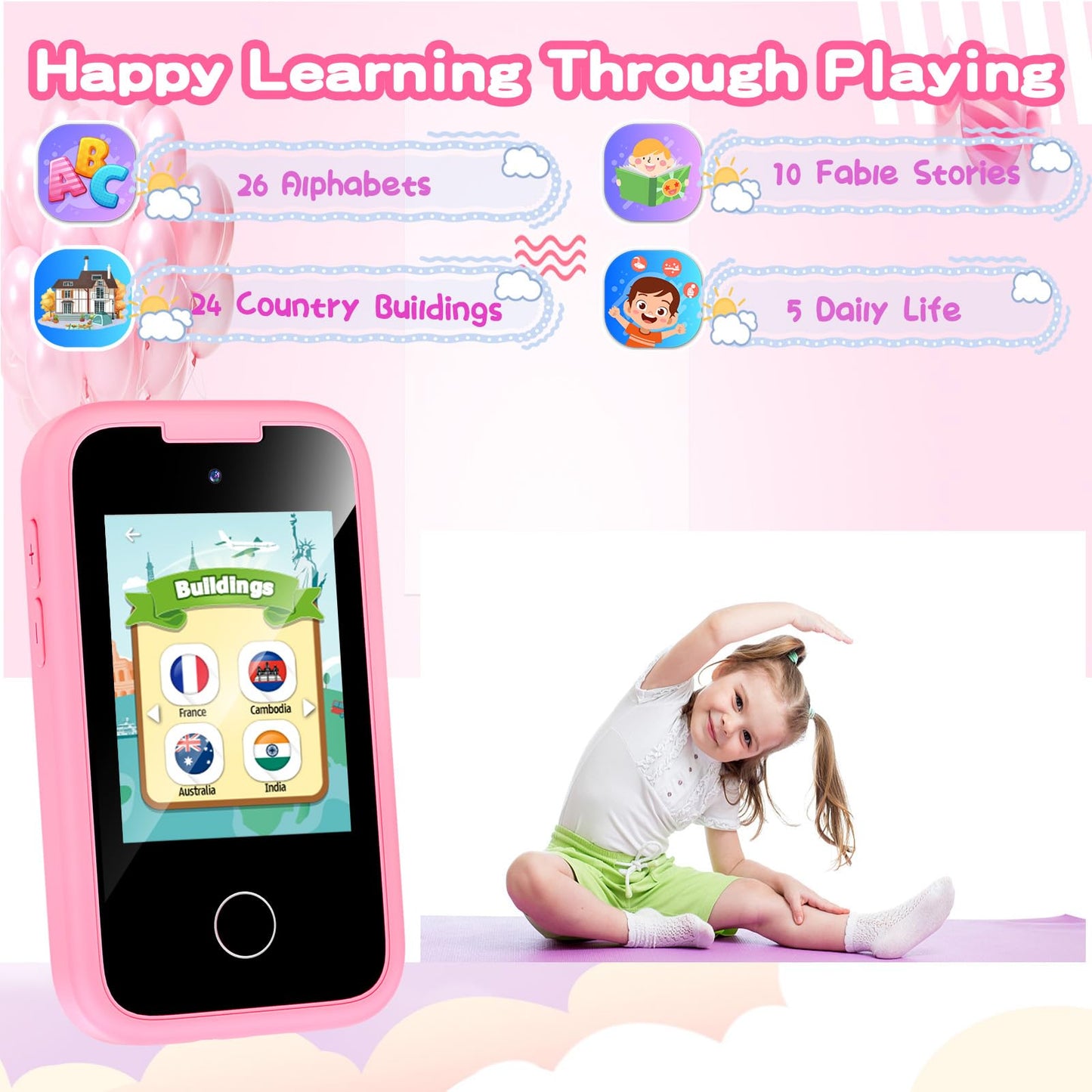 Kids Smart Phone Gifts Toys for Girls Boys Age 3-8,Toddler Toys Cell Phone with Educational Games, 3 4 5 7 8 9 6 8 9 Year Old Gi