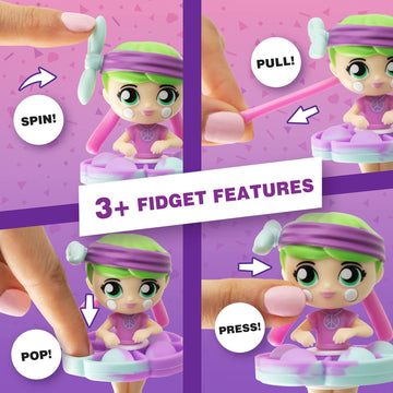 WowWee Fashion Fidgets Sensory Toy Dolls - Multicolored Push Pop Fidget Toy Pack of 2 for Kids, Anxiety & Stress Relief