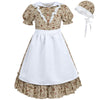 Fccam Colonial Costume Girls With Mob Cap Floral Pioneer Prairie Dress 1800S American Costume Brown Xl Age Over 4 Years Old