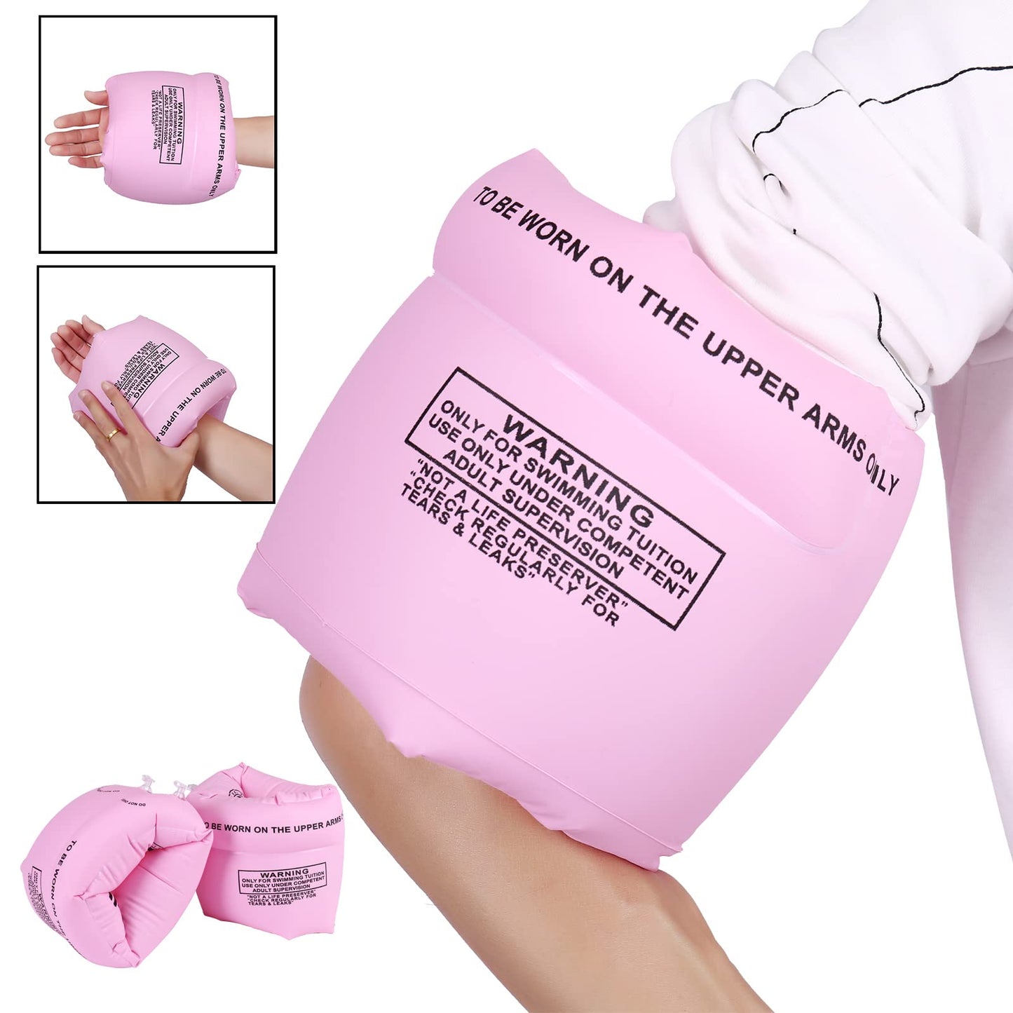 4 Pcs Arm Floaties Inflatable Swim Arm Bands Floater Sleeves Swimming Rings For Kids Toddlers And Adults(Pink)