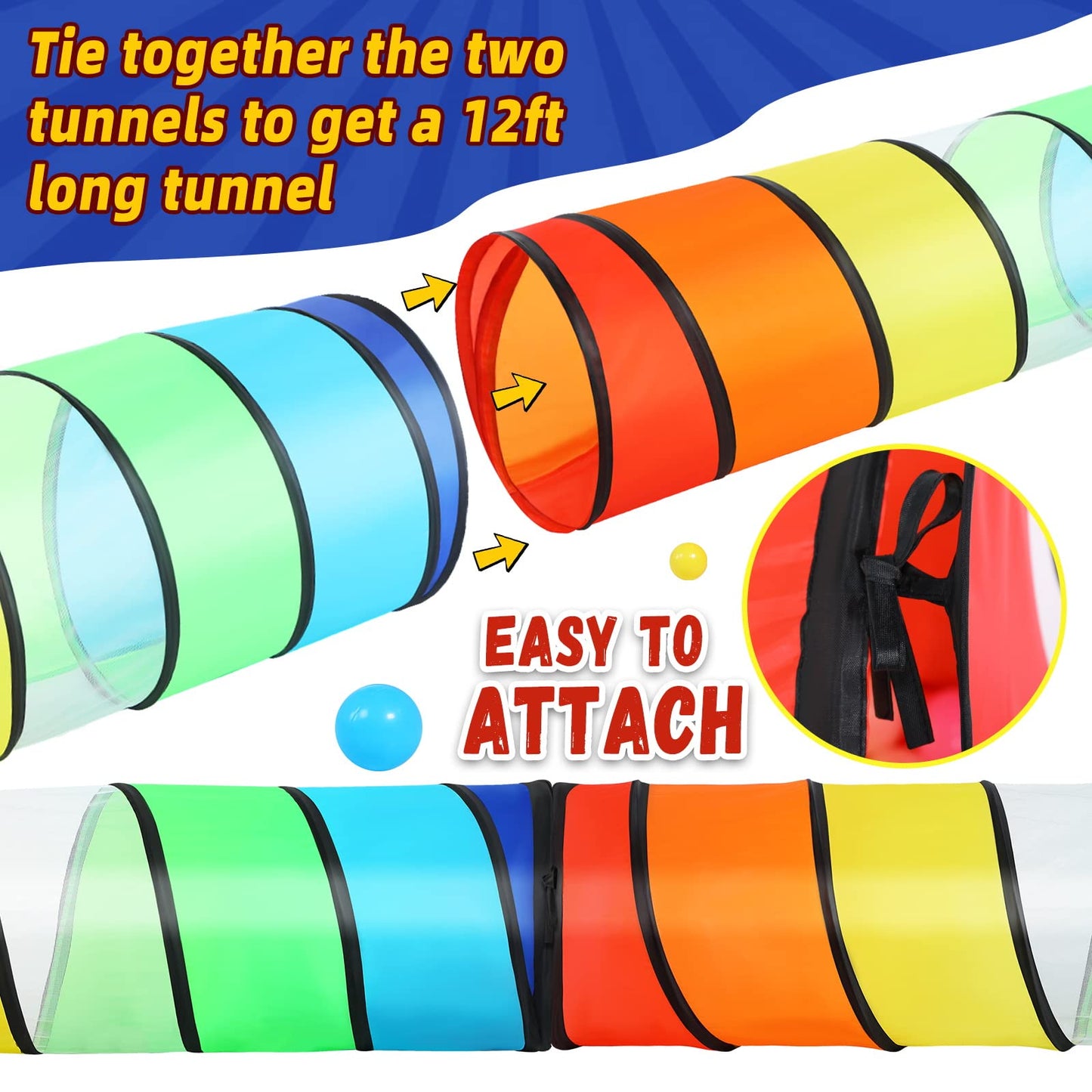Kids Play Tunnel For Toddlers, Colorful Pop Up Crawl Through Tunnel Play Tent For Baby Or Dog Cat Pet With Breathable Mesh, Coll