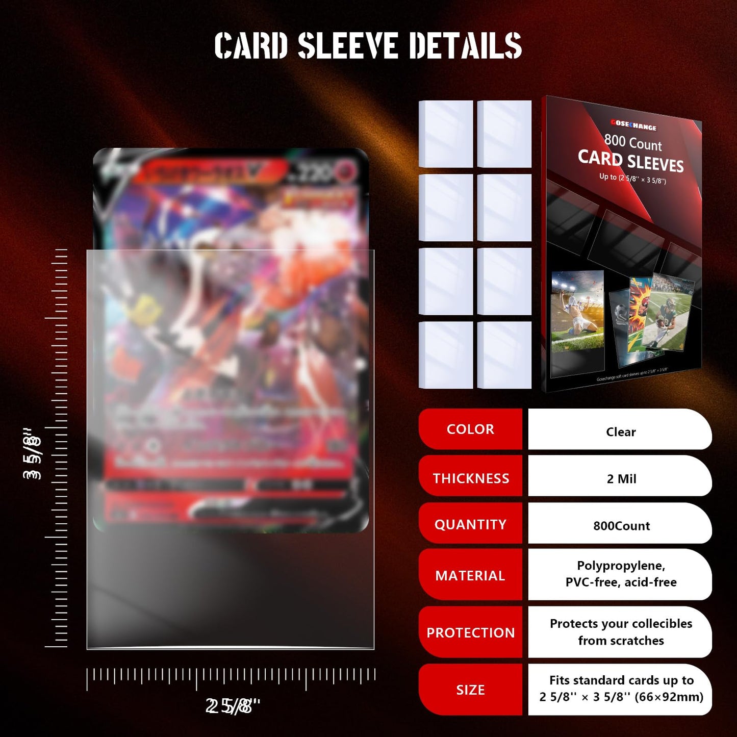 800 Count Penny Card Sleeves For Trading Cards, Soft Card Protector Sleeves For Mtg, Tcg, Baseball, Football, Game, Standard Car
