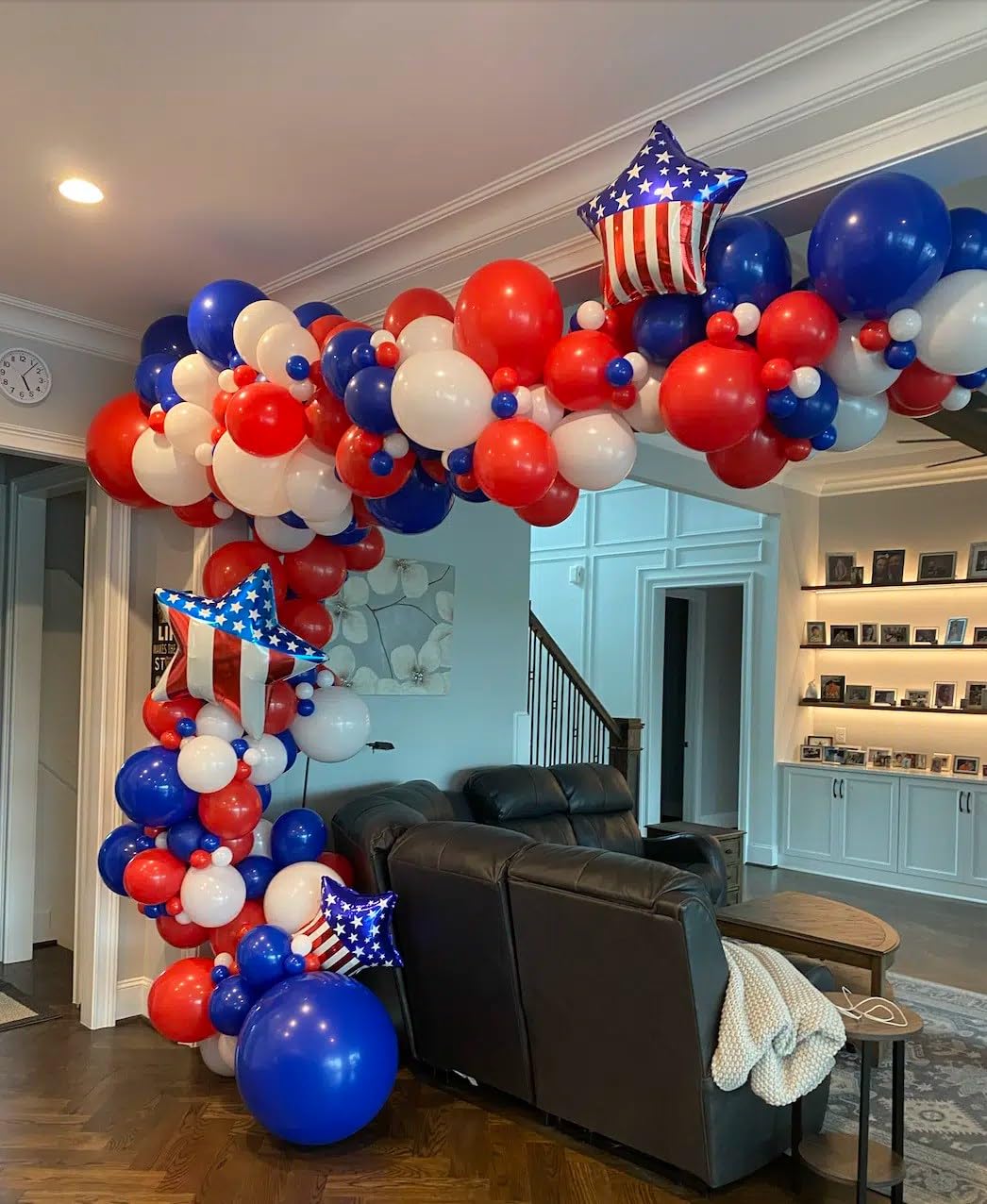 Voircoloria 130Pcs Red White Blue Balloons Different Sizes 18'' 12'' 10'' 5'' Party Latex Balloons For Birthday Graduation 4Th O