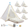 Heypappy 6 Pack Teepee Tent For Kids With Inflatable Airbed, Light, Toddler Tent Children Room Tent, Slumber Party Sleepover Ten