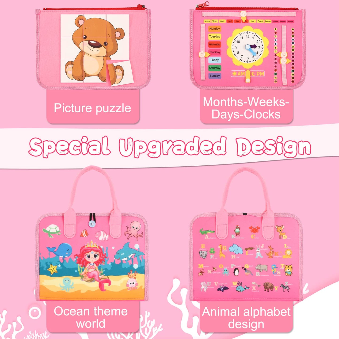 Khlerox Busy Board Montessori Toy for Toddlers, Educational Learning Activity Sensory Board, Developing Fine Motor Skills, Trave