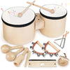 Vanplay Wooden Drum Set for Toddlers 1-3, Montessori Toys, Brown, Includes Bongo Drum, Perfect Gift for 1-4 Year Olds