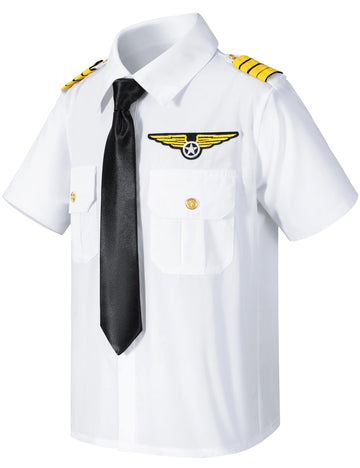 Yoroka Kids Pilot Costume Airline Captain Pilot Uniform With Accessories-140 White