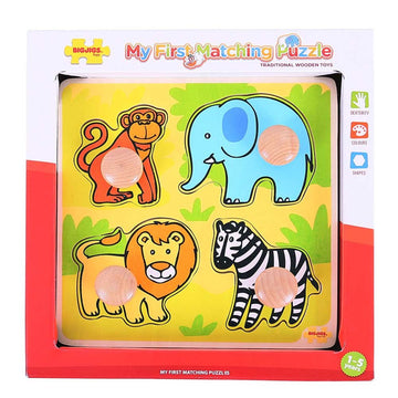 Bigjigs Toys Wooden Peg Puzzle Safari - Quality Peg Puzzle For 1 Year Old, Fine Motor Skills Toys For Babies & Toddlers, First A