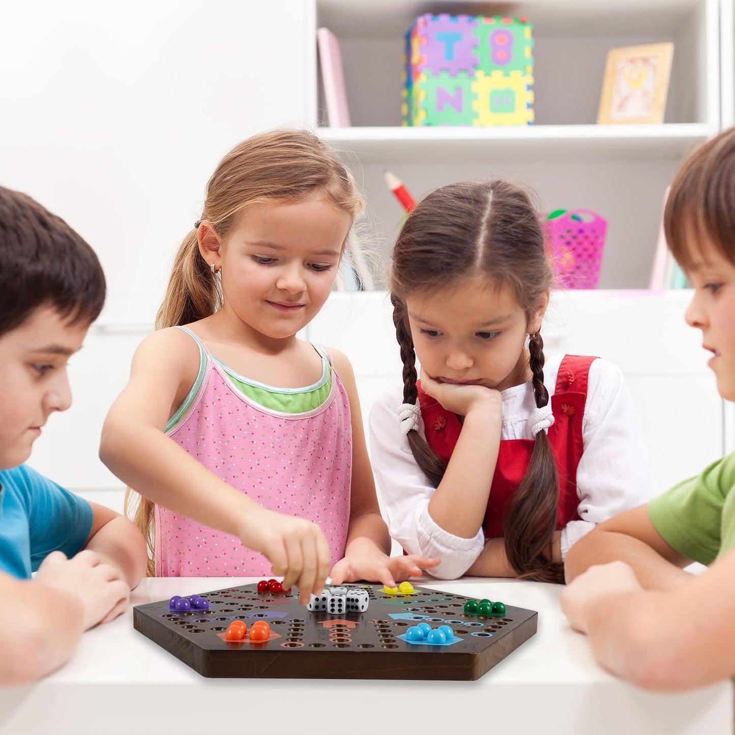 Medikaison Wahoo Marble Board Game 4 And 6 Players 2 Sided Painted Thicken Wood Aggravation Board Game For Family Friends Party