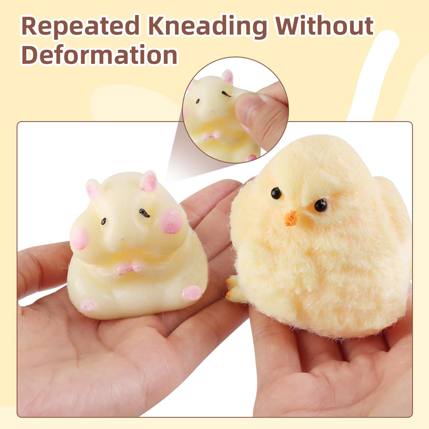 2pcs Squishy Hamster Toy,Chick Squeeze Toys,Cute Squishy Hamster Fidget Toy, Realistic Chick Toys,Stress Relief Gift for Adults