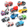 SainSmart Jr. Wooden Train Set Accessories - 10 Colorful Toy Cars for Toddlers & Kids Aged 3+, Compatible with Major Brands