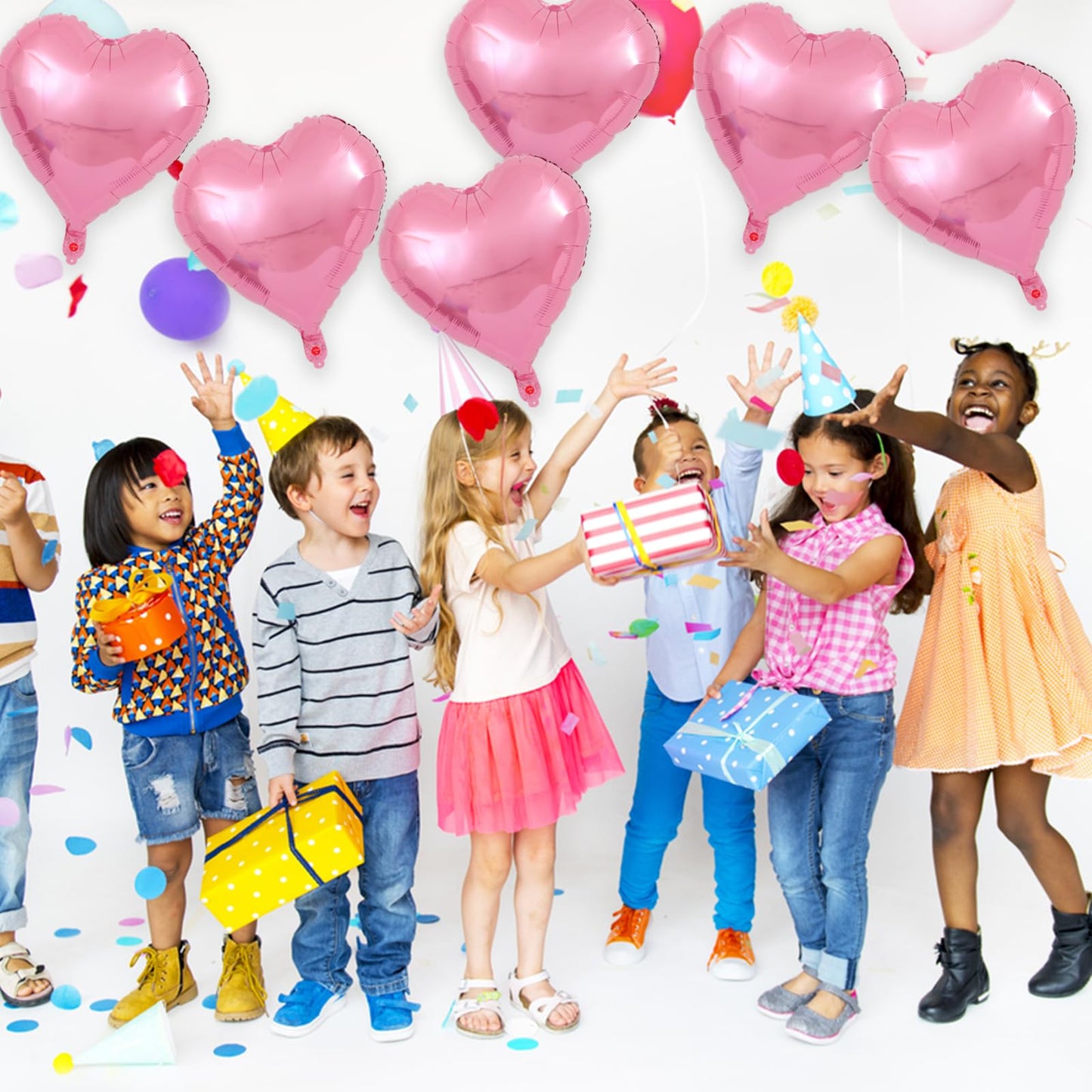 30 Pcs Pink Heart Balloons 18 Inch Foil Heart Shaped Balloons Helium Mylar Balloons Foil Balloon For Women Kids Valentines Day D
