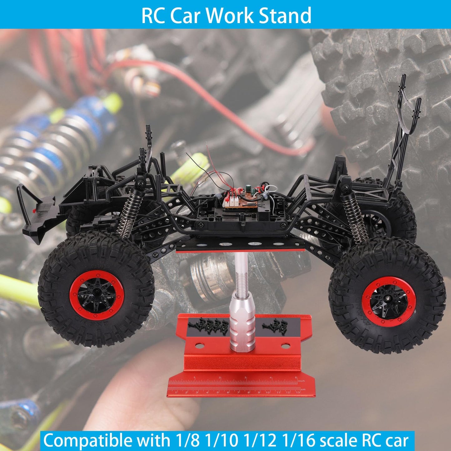 RC Car Stand and 652 PCS RC Screw Kit RC Car Work Stand Repair Workstation RC Hardware Kit Universal RC Car Screw Tools Assortme