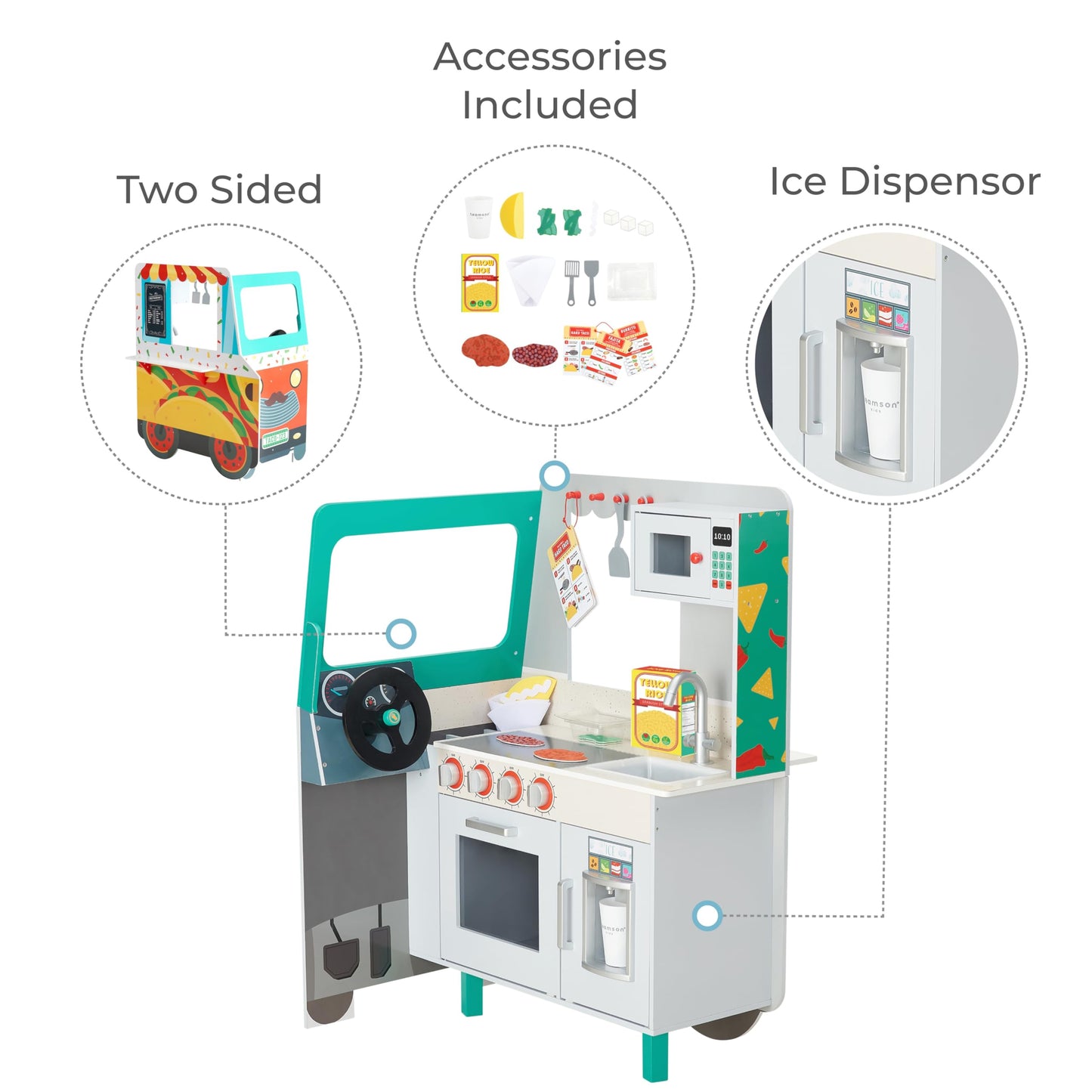 Teamson Kids My Little Helper Kids Play Taco Truck Playset with Accessories, Multicolor