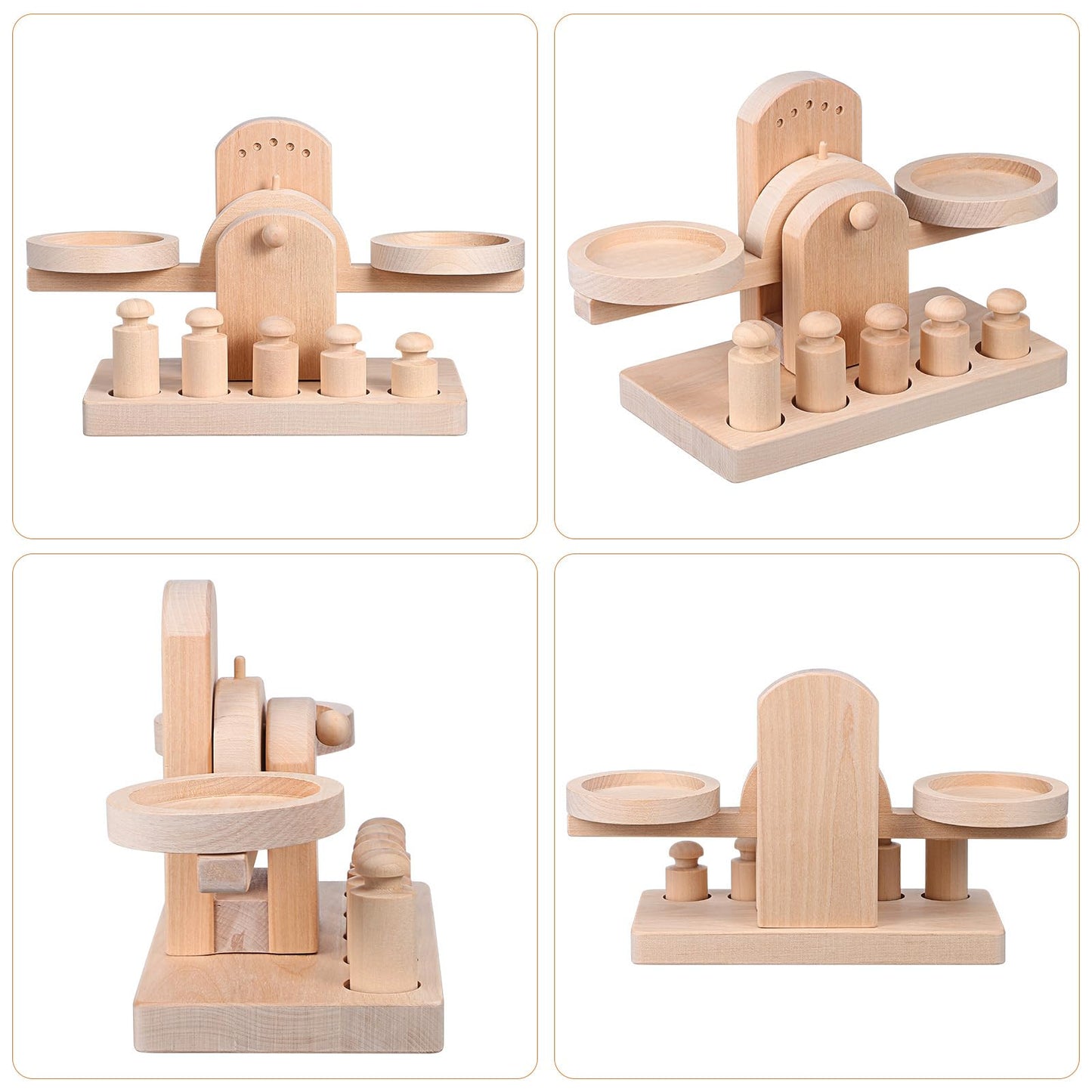 Wooden Balance Scale Toy Set for Kids - Educational Math Balance Beam with Pan Scale - Stem Learning Toy for Preschoolers and To