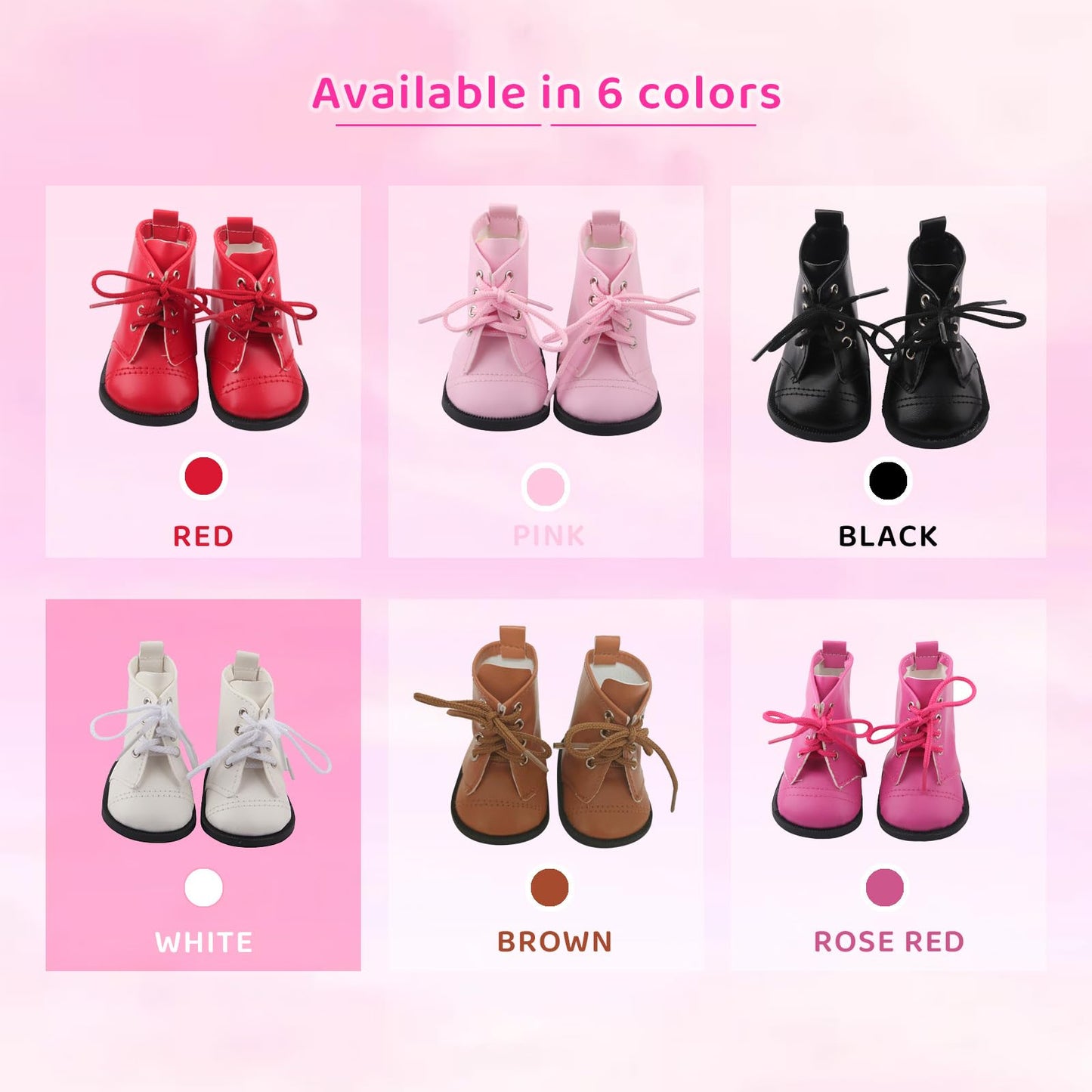 MSYO Doll Shoes for 18 Inch Dolls-High-Top Ankle Boots with Lace-Up Closure,Durable PU Leather Baby Doll Shoes for Girl Boy Doll