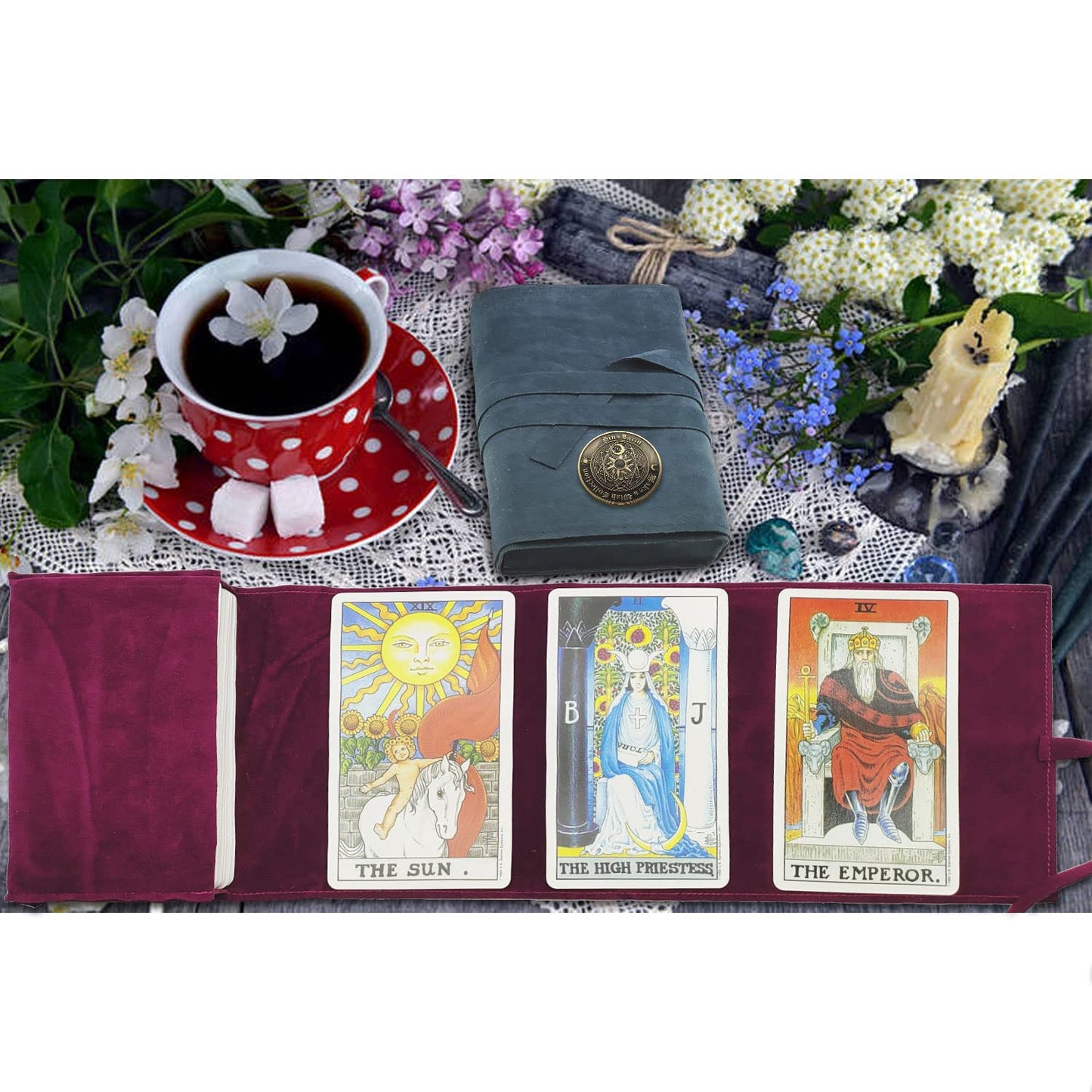 Knana 3Pcs Tarot Card Holder Velvet Tarot Bag Tarot Accessories - Purple&Dark Blue