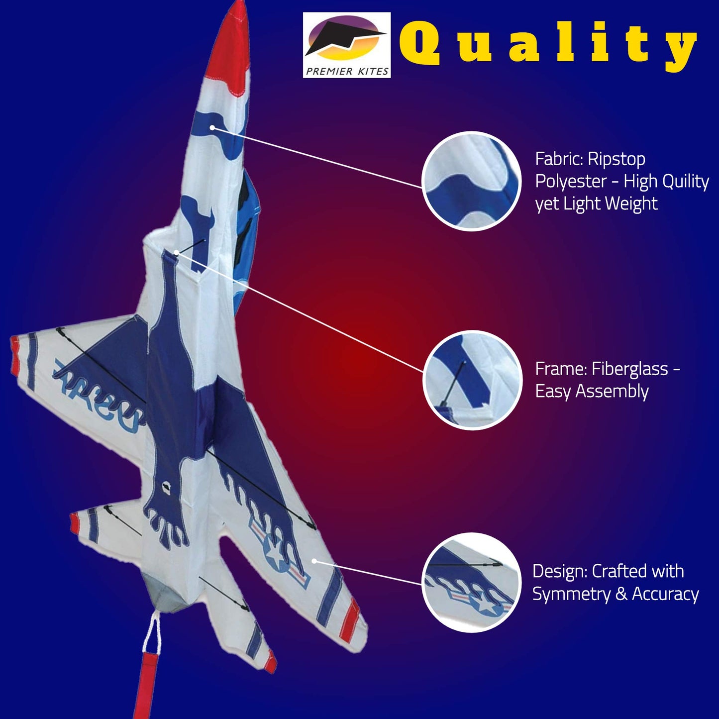 Premier Kites 3D Jet Kite - F16 Thunderbird