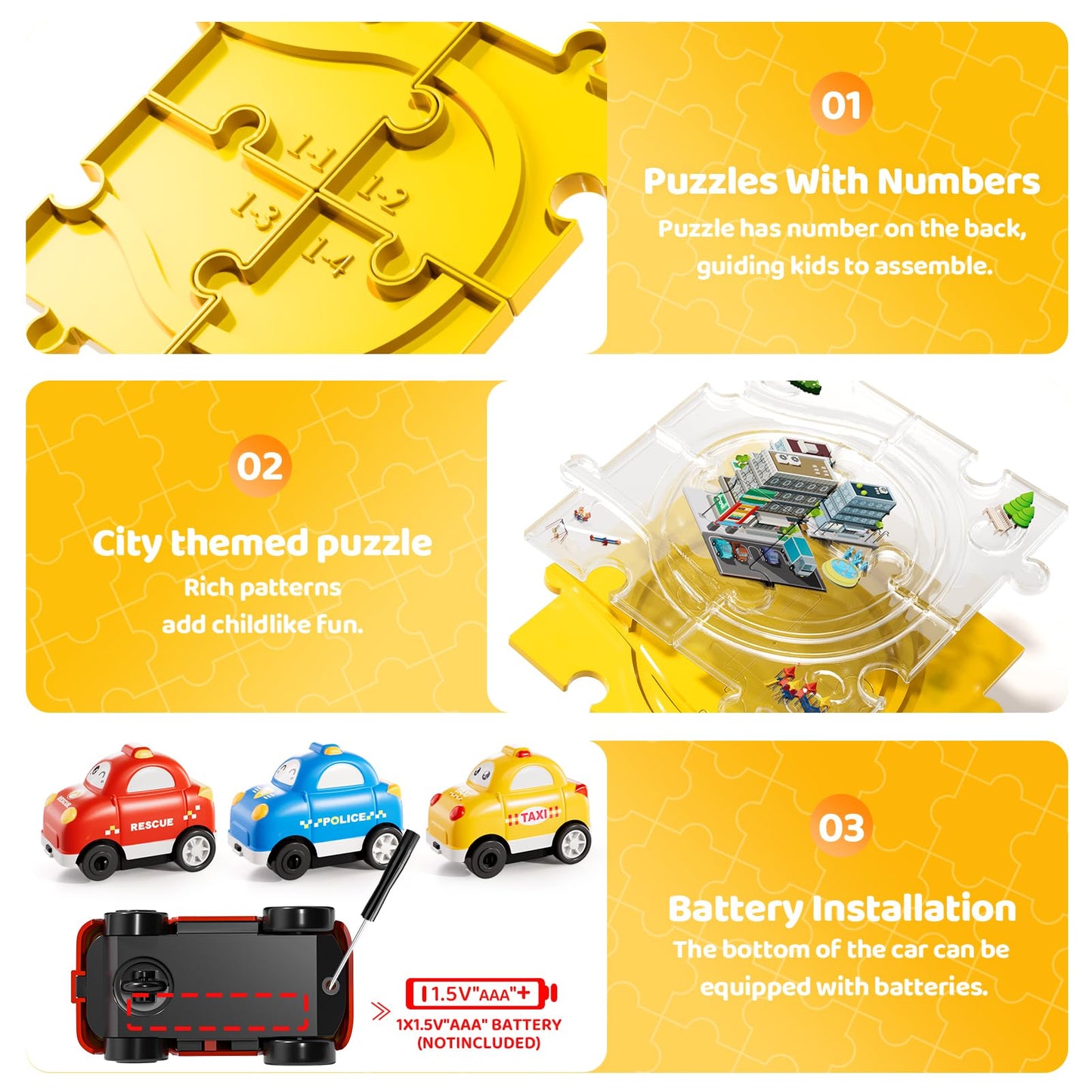 Beby Buty 64 Pcs Puzzle City Race Cars Track Set Toys For Kids Boys, Puzzle Racer Kids Car Track Set Ages 3-5 4-6, Toys Gifts Fo