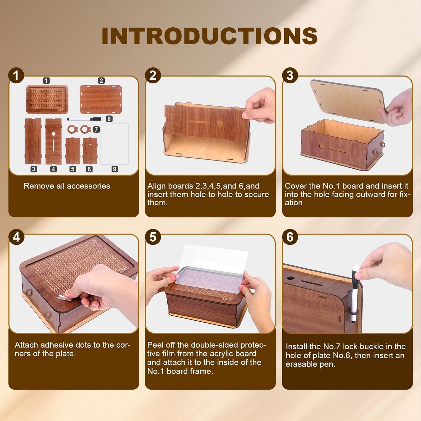 Wooden Piggy Bank Wooden Coin Bank For Adults Kids Money Saving Box With 5000 Dollars Target 5K Savings Challenge Box For Girls