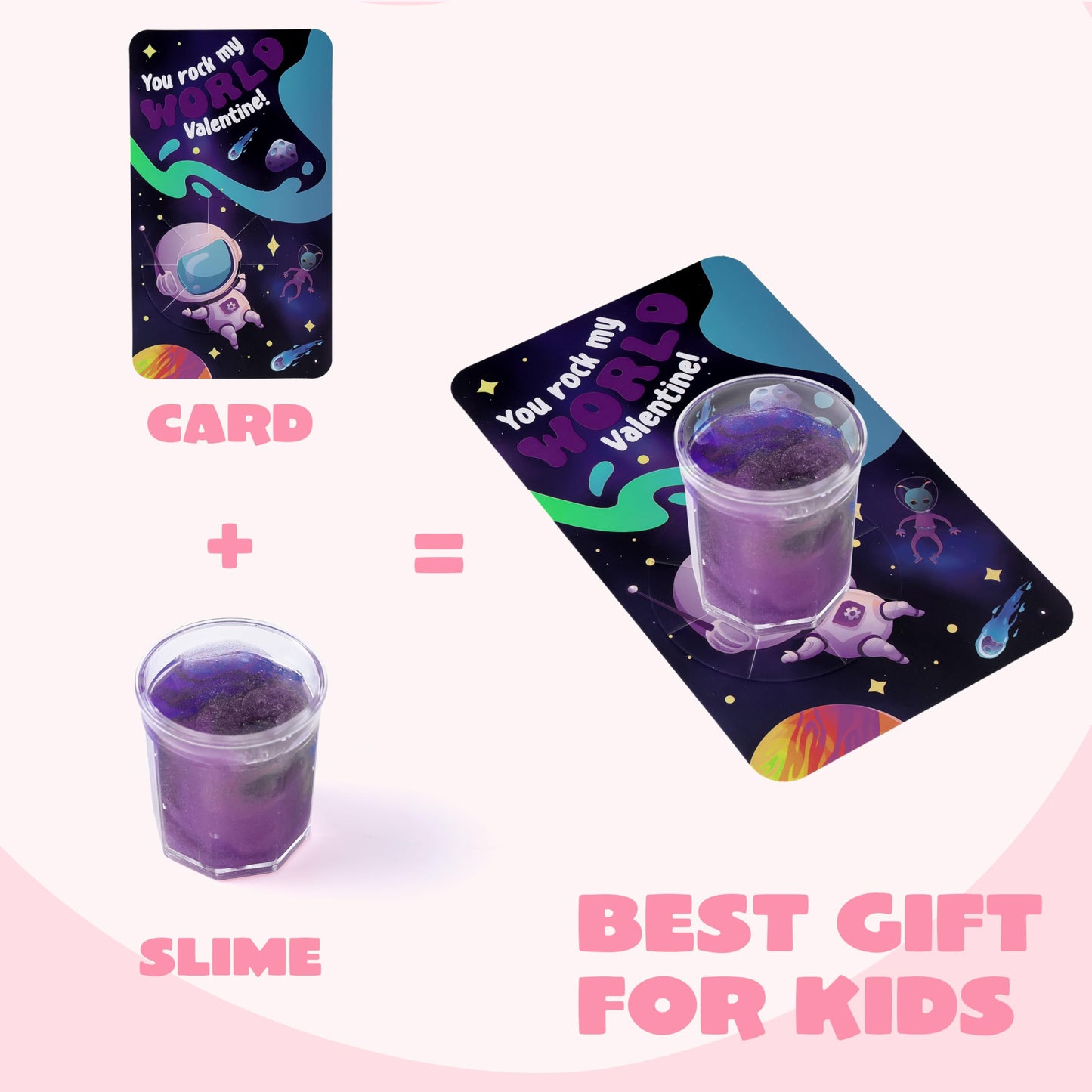 Joyin 30 Packs Valentines Day Gift Cards With Galaxy Slime Stress Relief Fidget Toy For Kids Party Favor, Classroom Exchange Pri